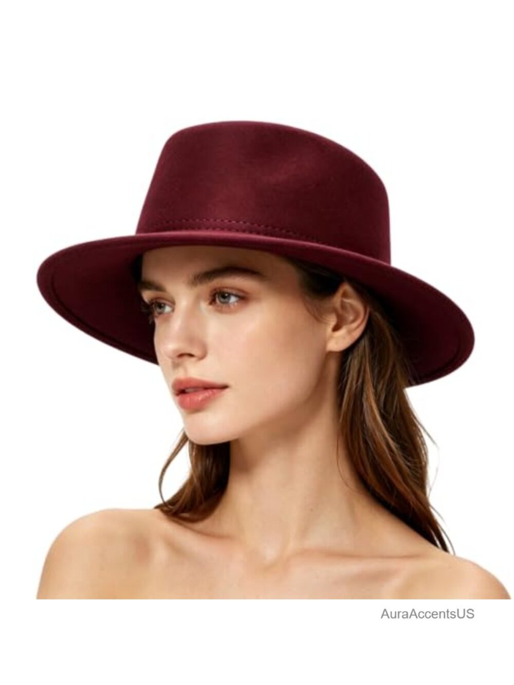 Wool Blend Fedora Hat Wide Flat Brim Panama Derby Cap Unisex Church Wedding